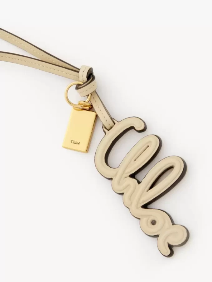 Logo bag charm in shiny leather Logo bag charm in shiny leather