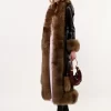 Long column coat in leather Long column coat in leather