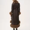 Long column coat in leather Long column coat in leather