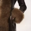 Long column coat in leather Long column coat in leather