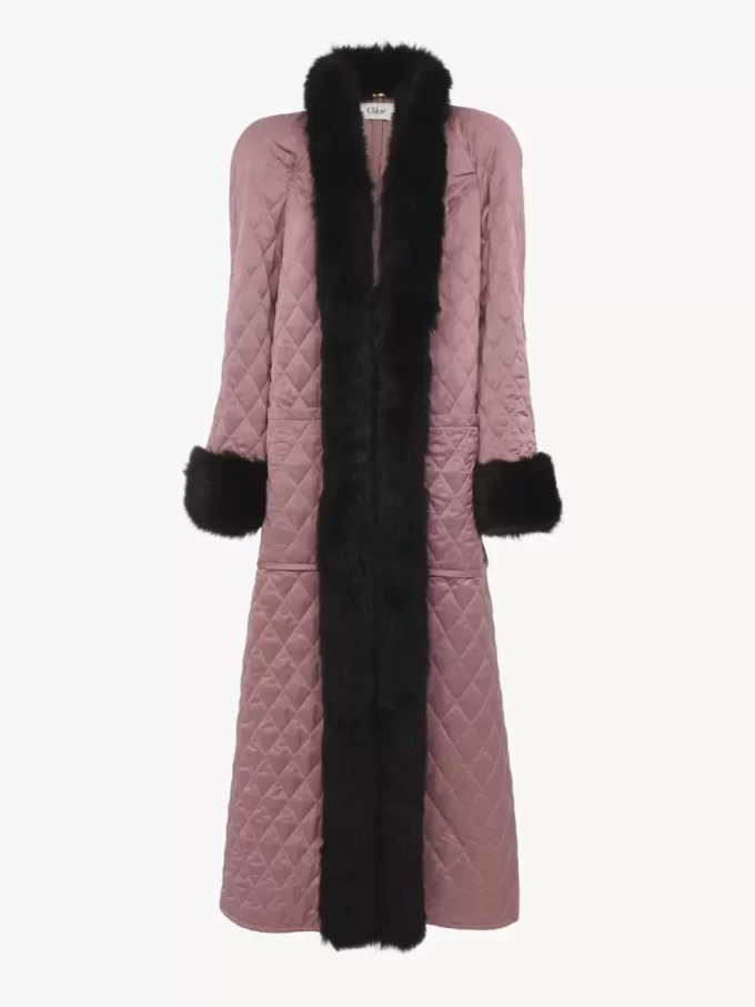 Long hybrid coat in technical satin Long hybrid coat in technical satin