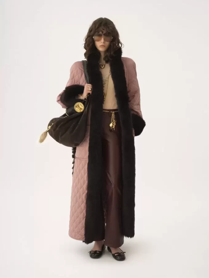 Long hybrid coat in technical satin Long hybrid coat in technical satin