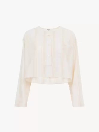 Long-sleeve cropped top in cotton Long-sleeve cropped top in cotton