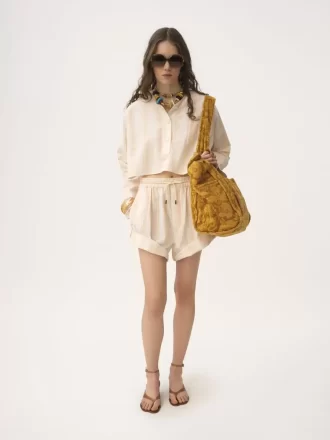 Long-sleeve cropped top in cotton Long-sleeve cropped top in cotton