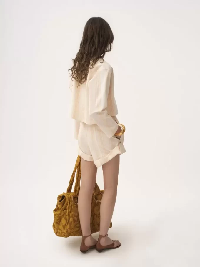 Long-sleeve cropped top in cotton Long-sleeve cropped top in cotton