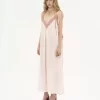 Long slip dress in silk habotai & lace Long slip dress in silk habotai & lace