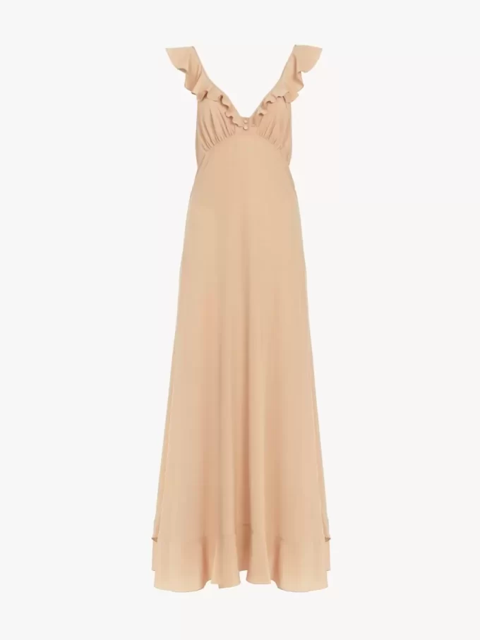 Long sun dress in crêpe de chine Long sun dress in crêpe de chine