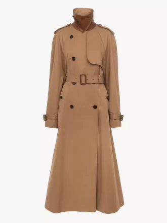 Long trench coat in cotton gabardine