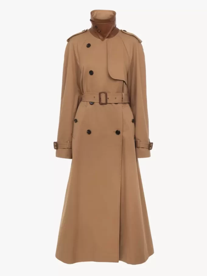 Long trench coat in cotton gabardine Long trench coat in cotton gabardine