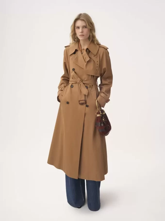 Long trench coat in cotton gabardine Long trench coat in cotton gabardine