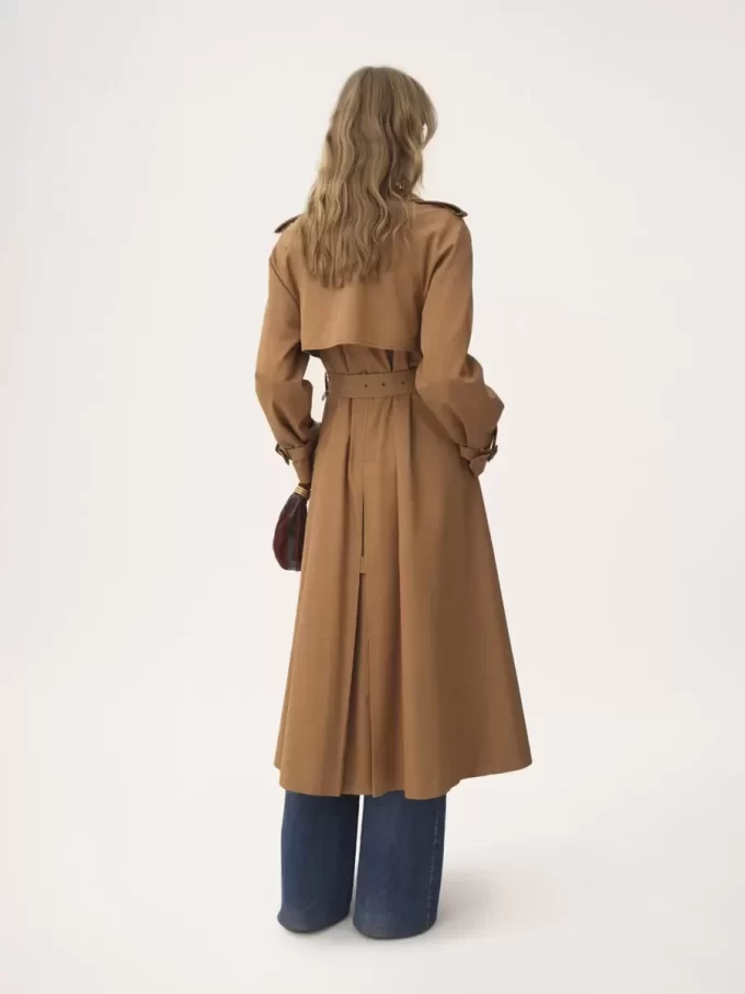 Long trench coat in cotton gabardine Long trench coat in cotton gabardine