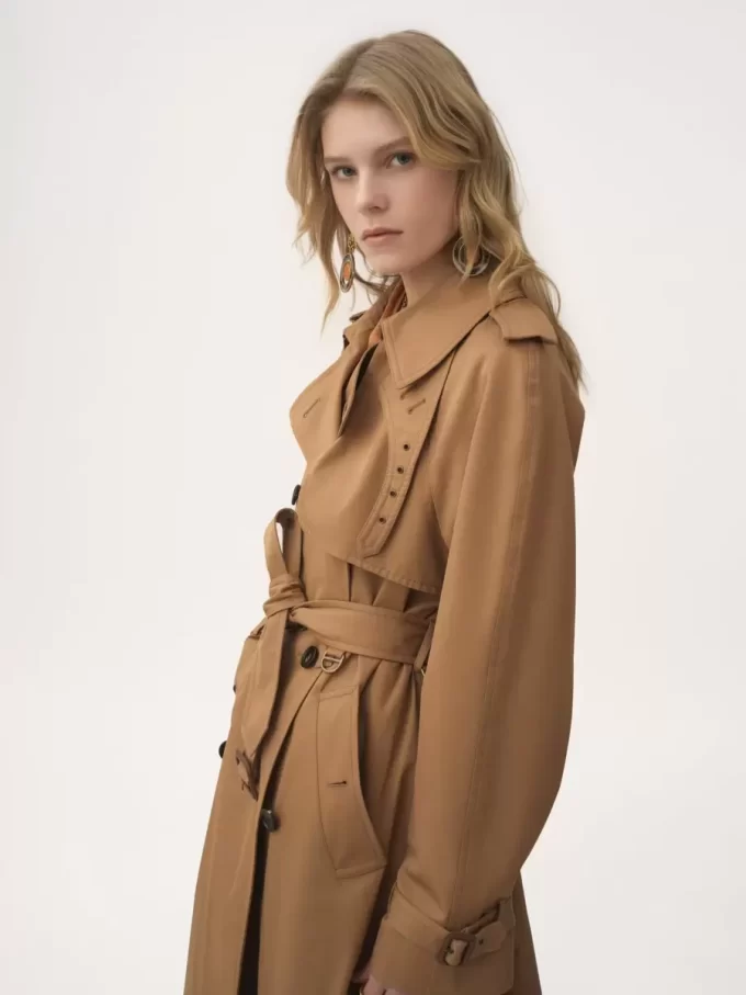 Long trench coat in cotton gabardine Long trench coat in cotton gabardine