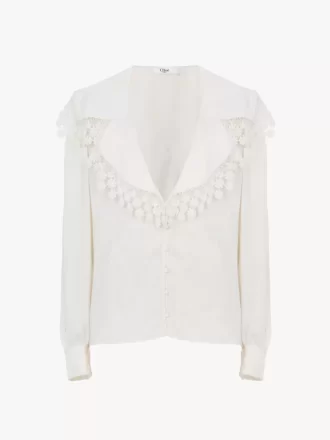 Maxi-collar blouse in silk jacquard & lace Maxi-collar blouse in silk jacquard & lace