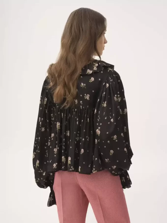 Maxi gathered ruffle top in silk charmeuse Maxi gathered ruffle top in silk charmeuse