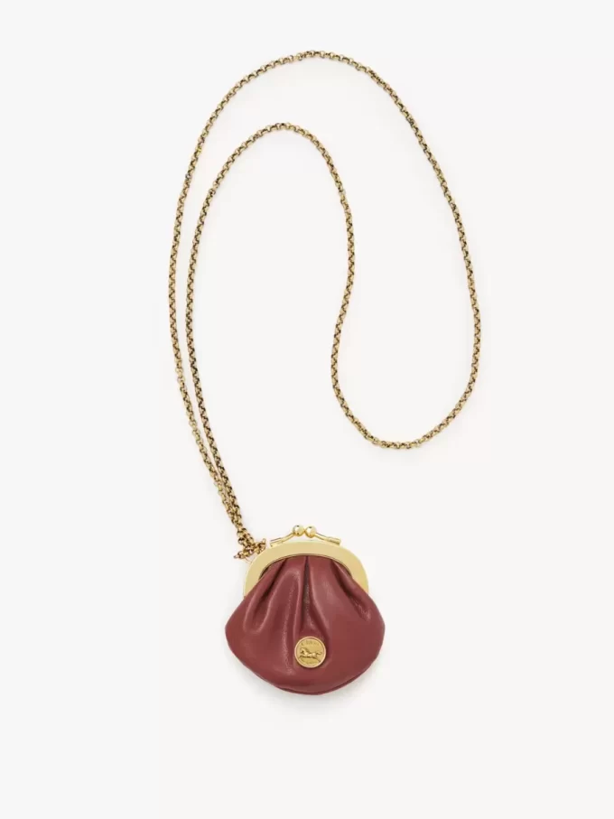 Micro Horse Medal coin purse necklace in grained leather Micro Horse Medal coin purse necklace in grained leather