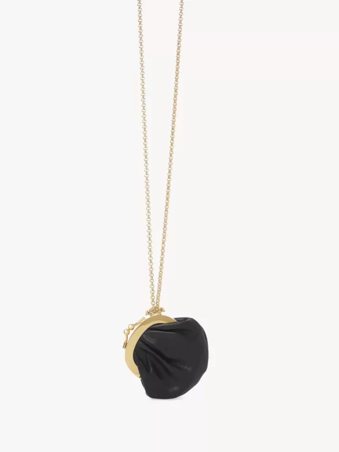 Micro Horse Medal coin purse necklace in grained leather Micro Horse Medal coin purse necklace in grained leather