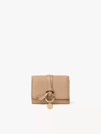 Mini Alphabet tri-fold in grained leather