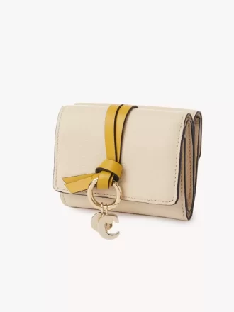 Mini Alphabet tri-fold in grained leather