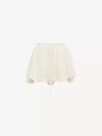 Mini bloomer shorts in floral-lace silk mousseline Mini bloomer shorts in floral-lace silk mousseline