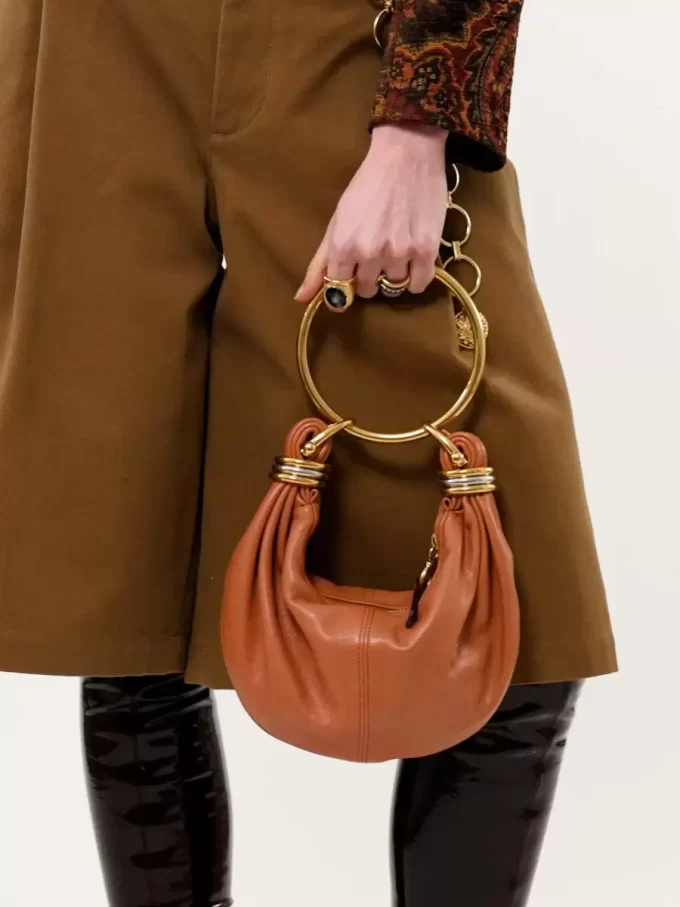 Mini Bracelet Hobo bag in grained leather Mini Bracelet Hobo bag in grained leather