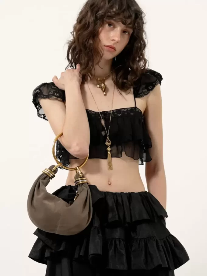 Mini Bracelet Hobo bag in suede leather Mini Bracelet Hobo bag in suede leather