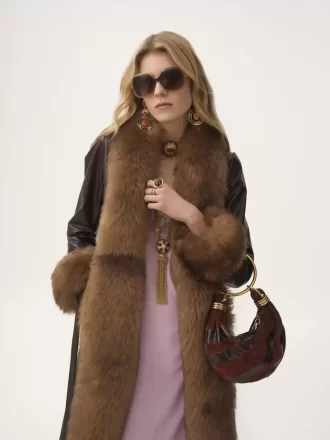 Mini Bracelet Hobo bag in suede leather & snakeskin