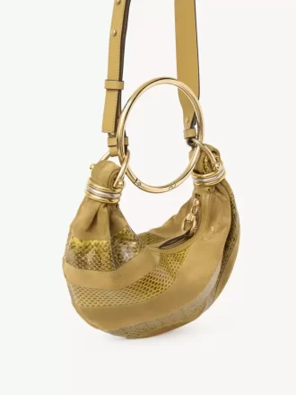 Mini Bracelet Hobo bag in suede leather & snakeskin