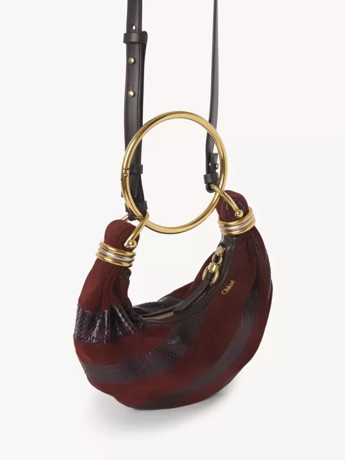 Mini Bracelet Hobo bag in suede leather & snakeskin Mini Bracelet Hobo bag in suede leather & snakeskin