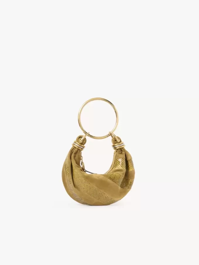 Mini Bracelet Hobo bag in suede leather & snakeskin Mini Bracelet Hobo bag in suede leather & snakeskin