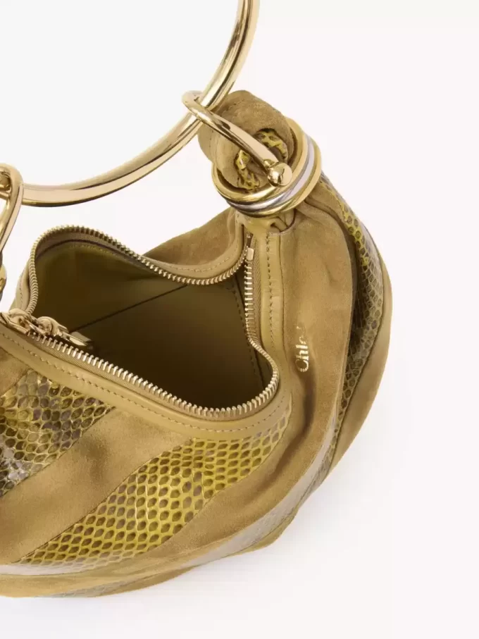 Mini Bracelet Hobo bag in suede leather & snakeskin Mini Bracelet Hobo bag in suede leather & snakeskin