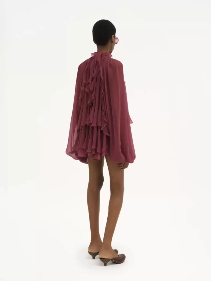 Mini cape dress in silk mousseline Mini cape dress in silk mousseline