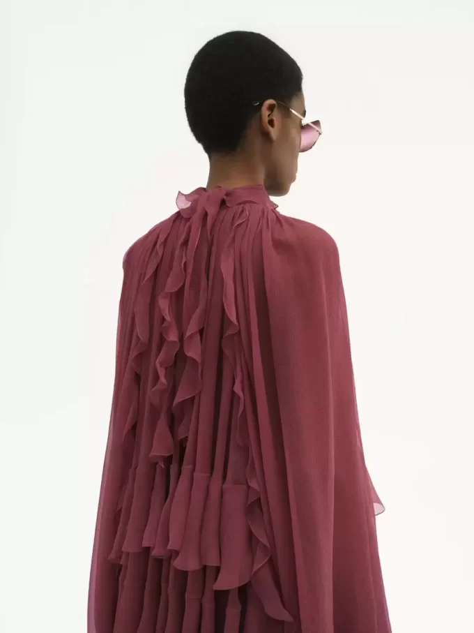 Mini cape dress in silk mousseline Mini cape dress in silk mousseline
