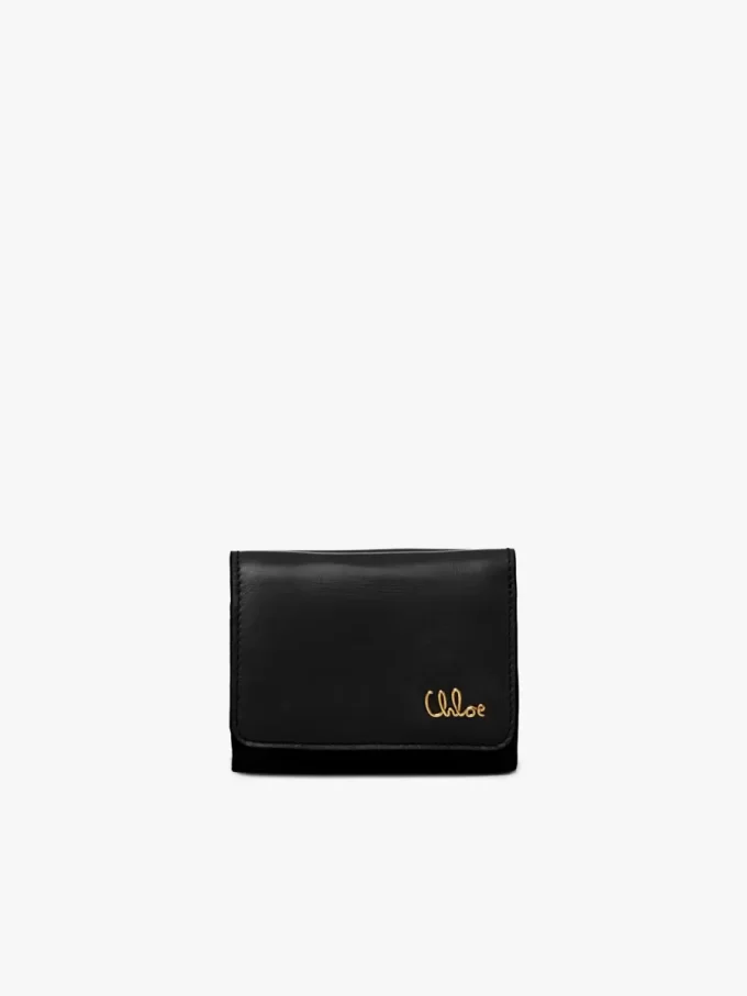 Mini Chloé Iconic tri-fold in shiny leather