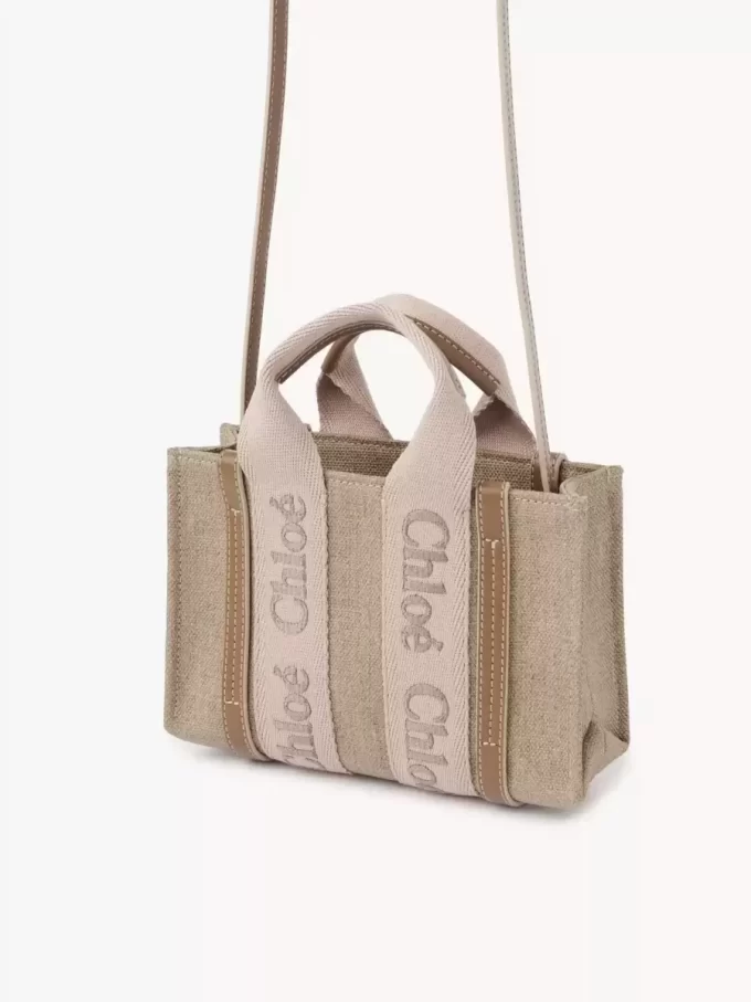 Mini Woody tote bag in linen Mini Woody tote bag in linen