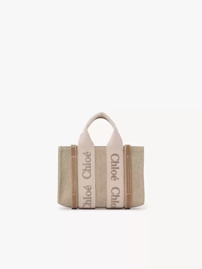 Mini Woody tote bag in linen Mini Woody tote bag in linen
