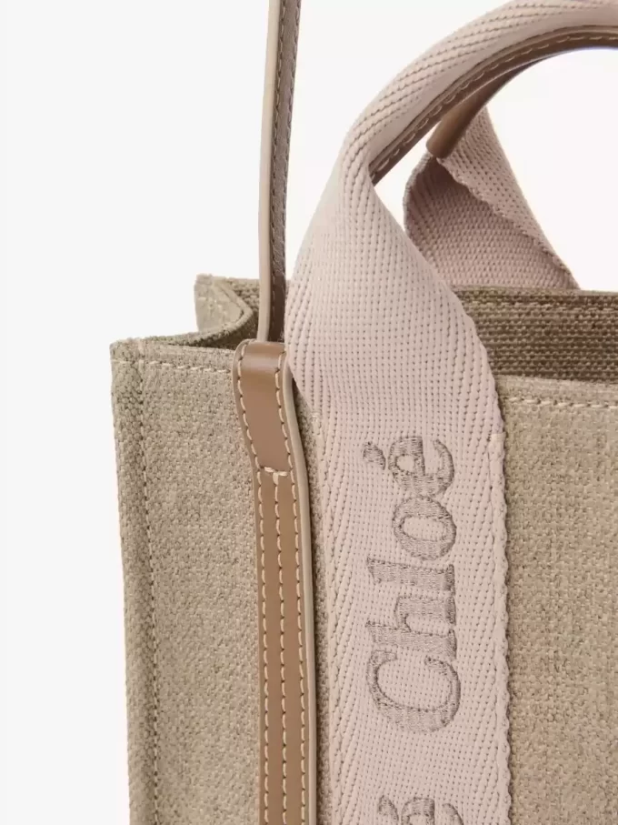 Mini Woody tote bag in linen Mini Woody tote bag in linen