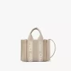 Mini Woody tote bag in linen & leather Mini Woody tote bag in linen & leather