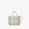 Mini Woody tote bag in linen & leather Mini Woody tote bag in linen & leather