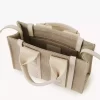 Mini Woody tote bag in linen & leather Mini Woody tote bag in linen & leather