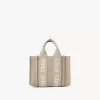 Mini Woody tote bag in linen & leather Mini Woody tote bag in linen & leather