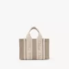 Mini Woody tote bag in linen & leather Mini Woody tote bag in linen & leather
