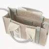 Mini Woody tote bag in linen & leather Mini Woody tote bag in linen & leather