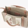 Mini Woody tote bag in linen & leather Mini Woody tote bag in linen & leather