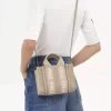 Mini Woody tote bag in linen & leather Mini Woody tote bag in linen & leather