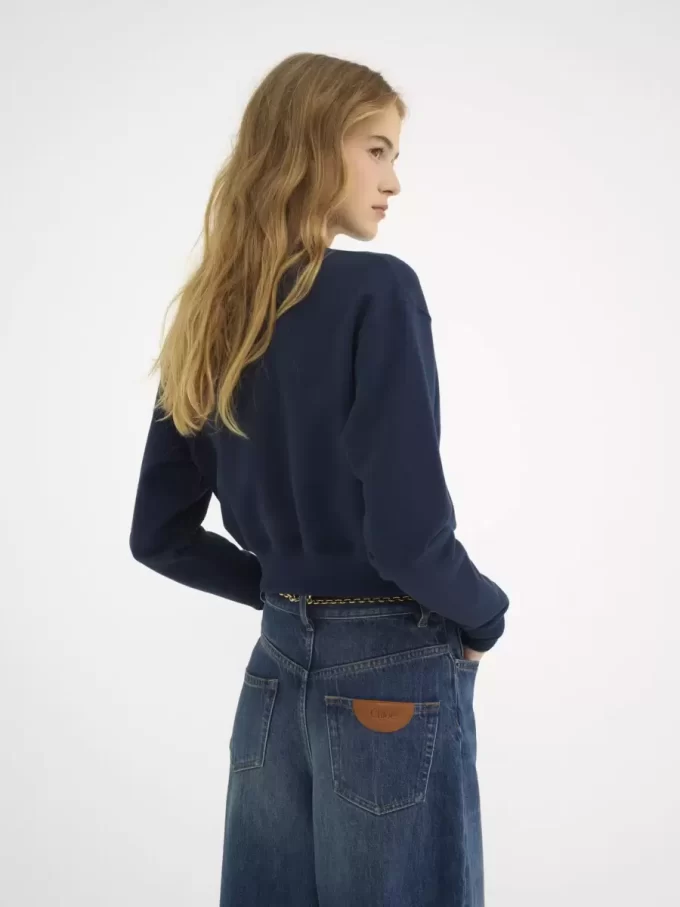 Mock-neck logo sweater in cotton fleece Mock-neck logo sweater in cotton fleece