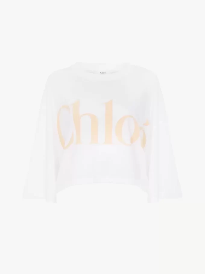 Oversized cropped logo T-shirt in cotton jersey Oversized cropped logo T-shirt in cotton jersey