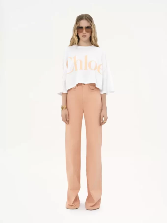 Oversized cropped logo T-shirt in cotton jersey Oversized cropped logo T-shirt in cotton jersey