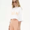 Oversized cropped logo T-shirt in cotton jersey Oversized cropped logo T-shirt in cotton jersey