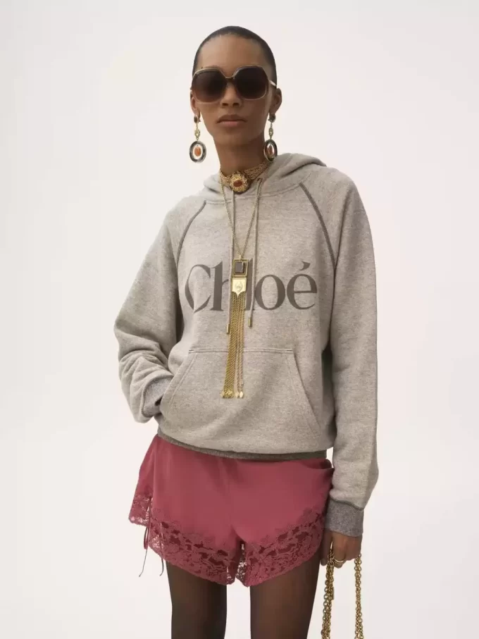 Oversized logo hoodie in a cotton fleece mix Oversized logo hoodie in a cotton fleece mix