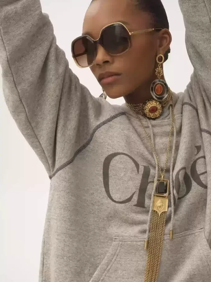 Oversized logo hoodie in a cotton fleece mix Oversized logo hoodie in a cotton fleece mix